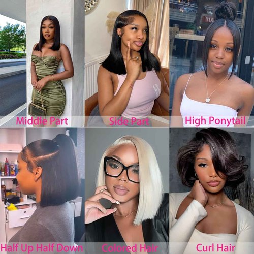 5x5 Wear and Go Glueless Bob Wig Human Hair HD Lace Closure Straight Bob Wig for Beginners 12 Inch Short Bob Glueless Wigs 220% Density Pre Cut Free Part for Women
