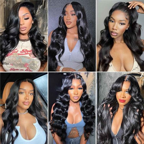 Rumdiku 12A Human Hair Bundles Body Wave Bundles Human Hair 22 24 26 Inch 100% Unprocessed Brazilian Virgin Hair Bundles Deals Weave 3 Bundles Human Hair Extensions Body Wave Bundles Natural Black