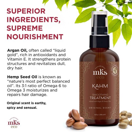 MKS eco Kahm Smoothing Treatment, Original Scent - 8 fl oz - Hair Smoothing Treatment - Vegetable Keratin Protein, Moroccan Argan Oil, Hemp Seed Oil - Vegan & Cruelty Free