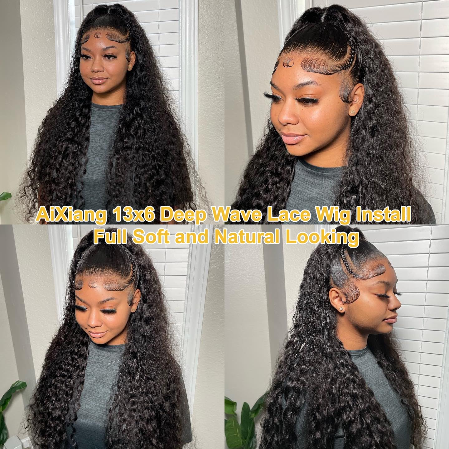 18 Inch Curly Lace Front Wigs Human Hair 13x6 Deep Wave Lace Front Wigs Human Hair Curly Lace Front Wigs Virgin Remy Wig for Women Deep Wave 13x6 Frontal Wig