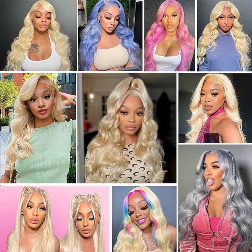 NANTLIY 613 Lace Front Wig Human Hair 13x4 HD Transparent Blonde Lace Front Wigs Human Hair 24inch Blonde Body Wave Lace Front Wigs Human Hair Pre Plucked Glueless Blonde Wig Human Hair 180% Density