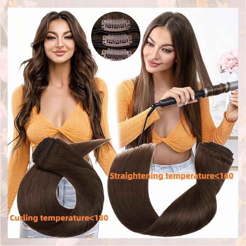 Clip In Hair Extensions Real Human Hair, Remy Human Hair Extensions 12PCS Long Soft Natural Hair piece 14-28 Inch Straight Hair Extension for Women(180g-250g 4# Medium Brown)