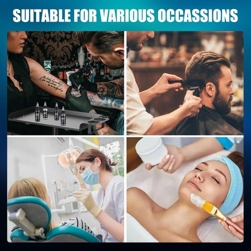 Poarmeey Tattoo Tray on Wheels Salon Tray Cart with Cylinder Rack Rolling TrayTable Station Adjustable Height for Tattoo Studio Salon