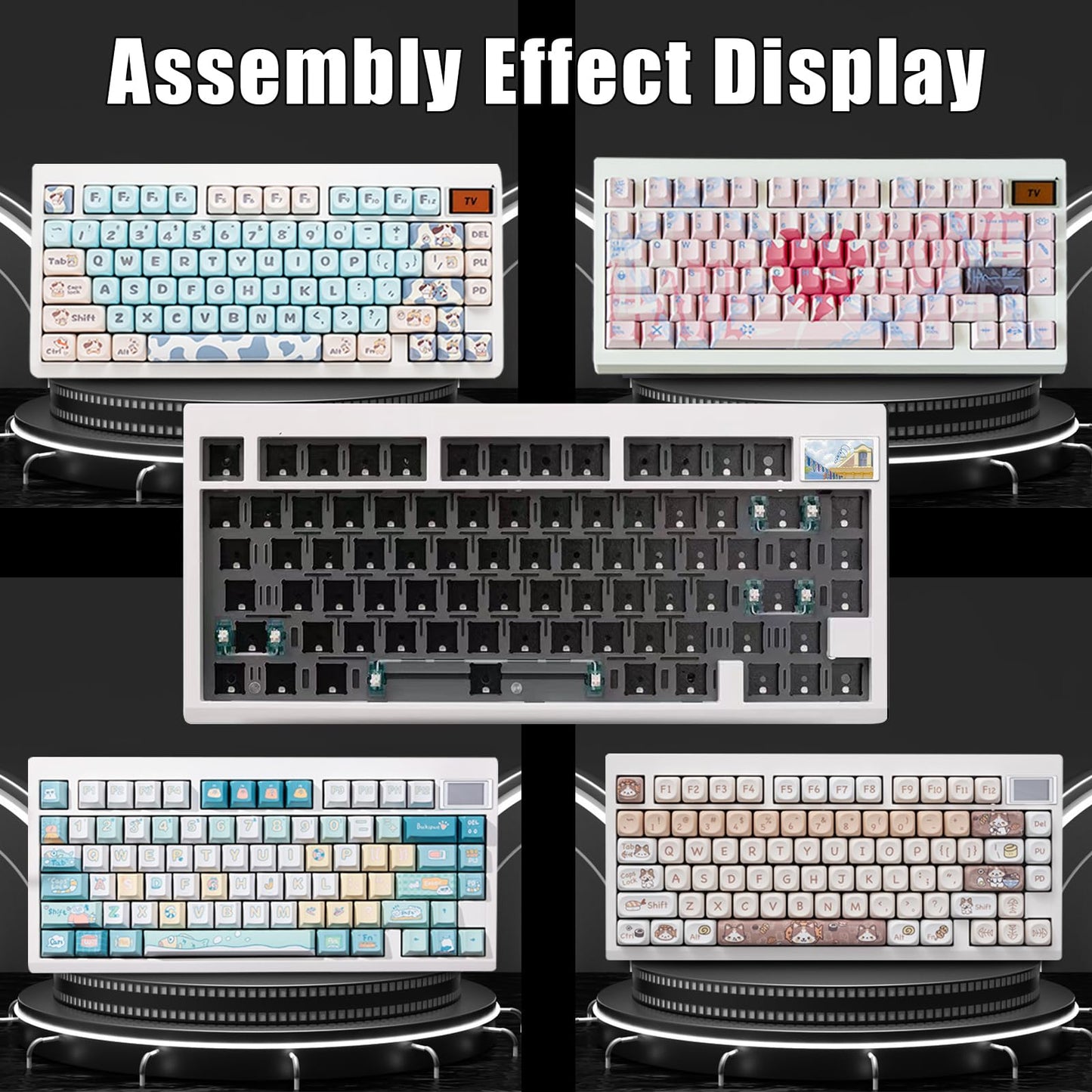 ZMX GMK81 Barebones Keyboard with Screen,75% VIA Programmable Hot Swappable PCB Gasket Mounted Wireless Mechanical Keyboard Kit Tri-Mode BT5.0/2.4G/USB-C Wired Custom RGB Gaming DIY Kit