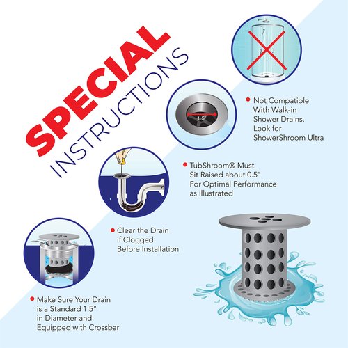 TubShroom the Revolutionary Tub Drain Protector Hair Catcher/Strainer/Snare, Gray (TSGRA454)