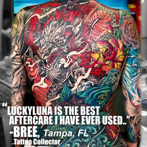 LuckyLuna Organic Tattoo Aftercare,48ct Individual units for ReSale in Dispenser Box, All-Natural, No-Petroleum Balm, Fragrance-Free, Brightener Moisturizer for Color Longevity