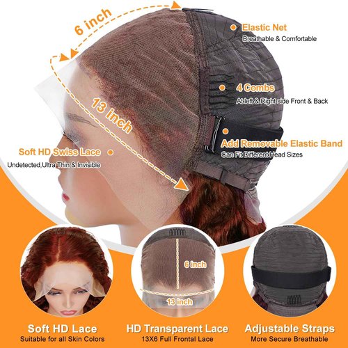 Uveous 28 Inch Reddish Brown Lace Front Wigs Human Hair 13x6 Body Wave Lace Front Wig 180% Density #33 Glueless Wigs Human Hair with Baby Hair Pre Plucked