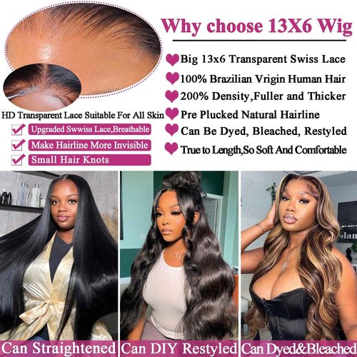 BIMKOS 30 Inch 13x6 Lace Front Wigs Human Hair 200% Density Body Wave HD Lace Front Wigs Human Hair Pre Plucked Glueless Body Wave Lace Frontal Wigs Human Hair for Women