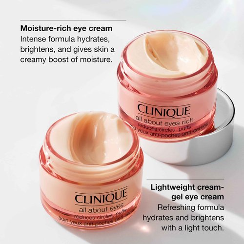Clinique All About Eyes Rich Eye Cream For Dark Circles With Hyaluronic Acid | Hydrating, Brightening + Depuffing, 1 Ounce