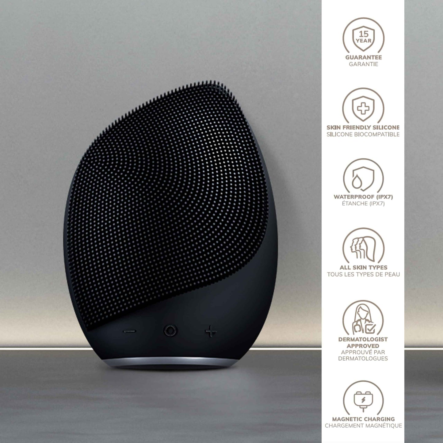 GESKE SmartAppGuided Sonic Facial Brush 5 in 1 | Vibrating Electric Cleansing Brush | Soft Silicone | Professional Cleanser | Skin Exfoliator | Face Massager