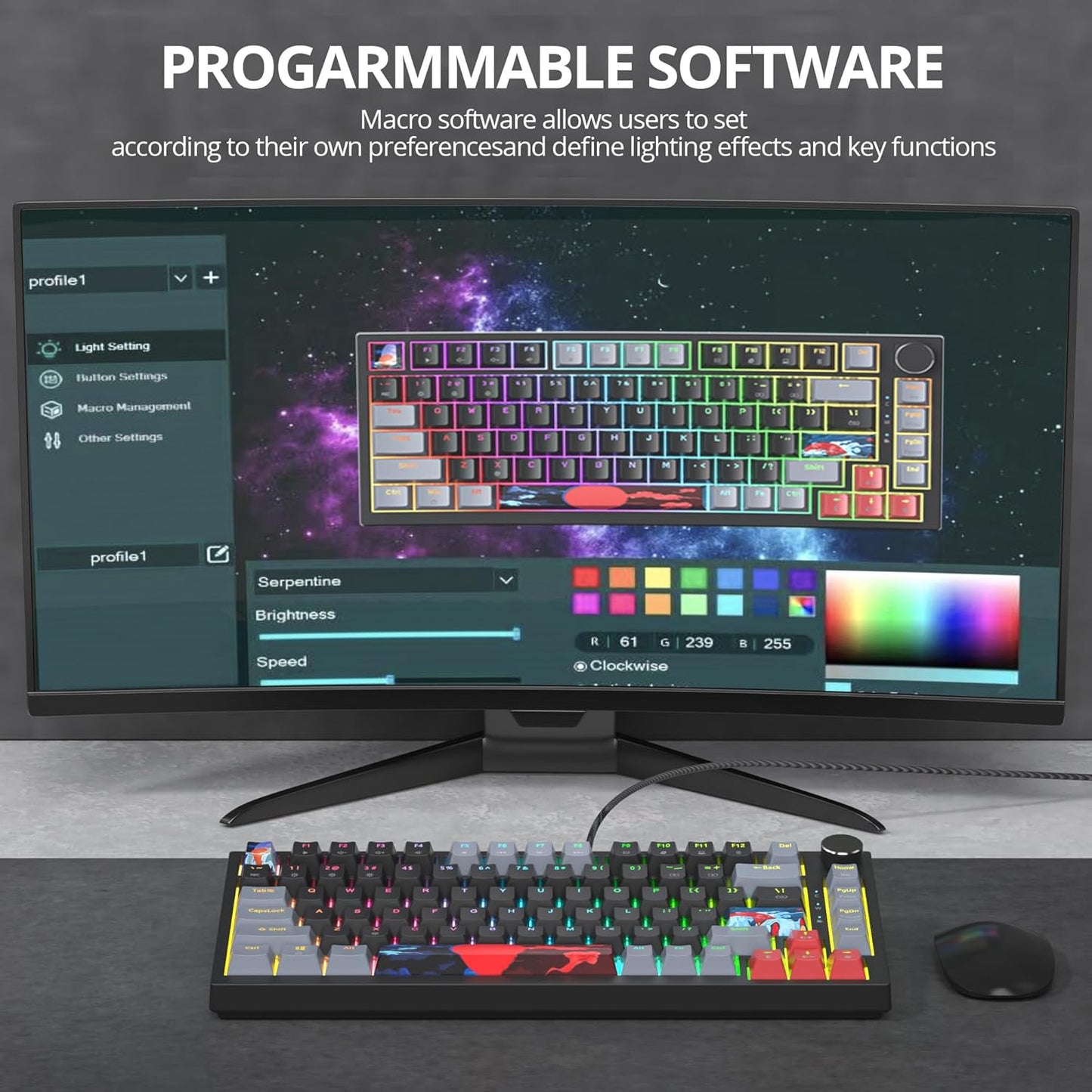 75% TKL Wired Mechanical Keyboard,RGB Backlit Gasket Mount 82 Key Hot Swappable Custom Linear Red Switch Gaming Keyboard with Volume Knob & PBT Keycaps (82 Shoko)