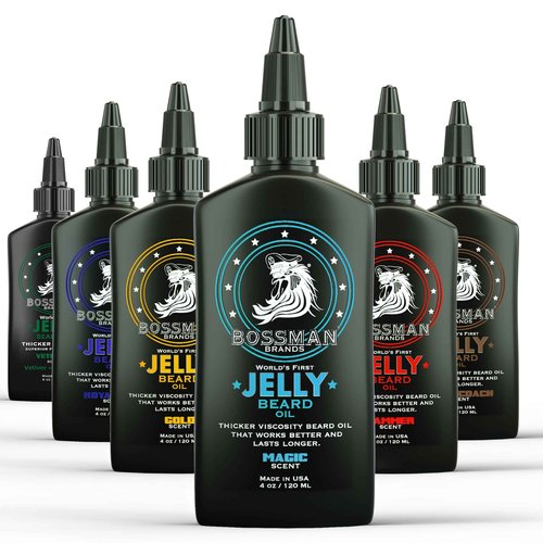Bossman Jelly Beard Oil Variety Pack - Beard Grooming Care and Growth Kit - All 6 Beard Jelly Oil Scents - Made in USA
