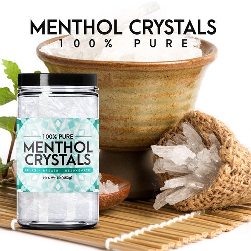 Three Drops of Life Menthol Crystals, Natural Mentha Arvensis, Aromatherapy for Shower Steamers, Humidifiers, Room Freshener or Addition for Cosmetics and Blends (1 lb)