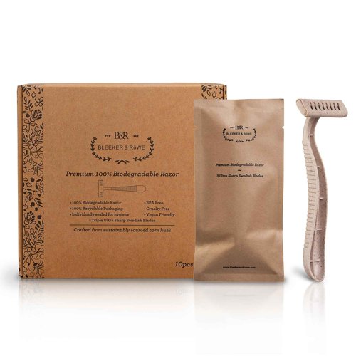 Bleeker and Rowe Eco Friendly Biodegradable Disposable Razors (100)