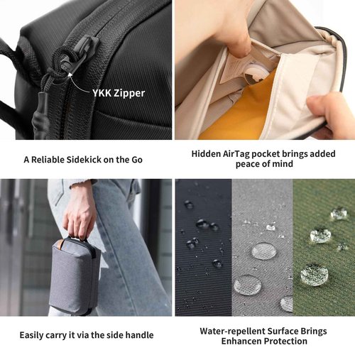 PGYTECH Wash Pouch Toiletry Bag Mini Tech Accessories Pouch Electronics Organizer Bag, Black