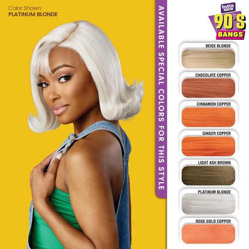 Sensationnel Butta Lace 90Sbangs Wigs - Unit 907 Glueless Wide Deep Part Synthetic Preplucked Hairline (GINGERCOPPER)