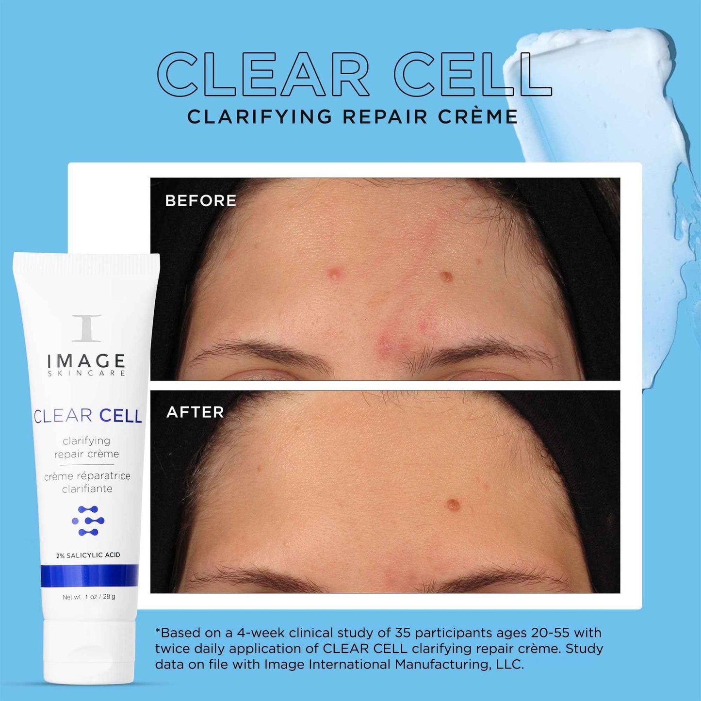IMAGE Skincare, CLEAR CELL Clarifying Repair Crème, Facial Night Cream Gel Moisturizer for Oily Prone Skin, Discovery Size 1 oz
