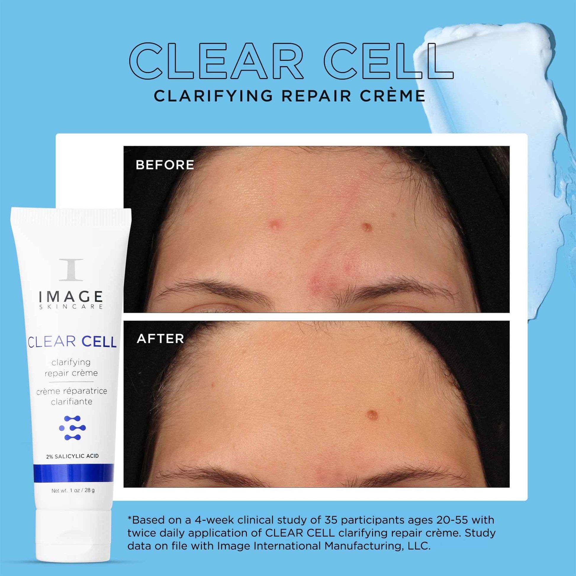 IMAGE Skincare, CLEAR CELL Clarifying Repair Crème, Facial Night Cream Gel Moisturizer for Oily Prone Skin, Discovery Size 1 oz