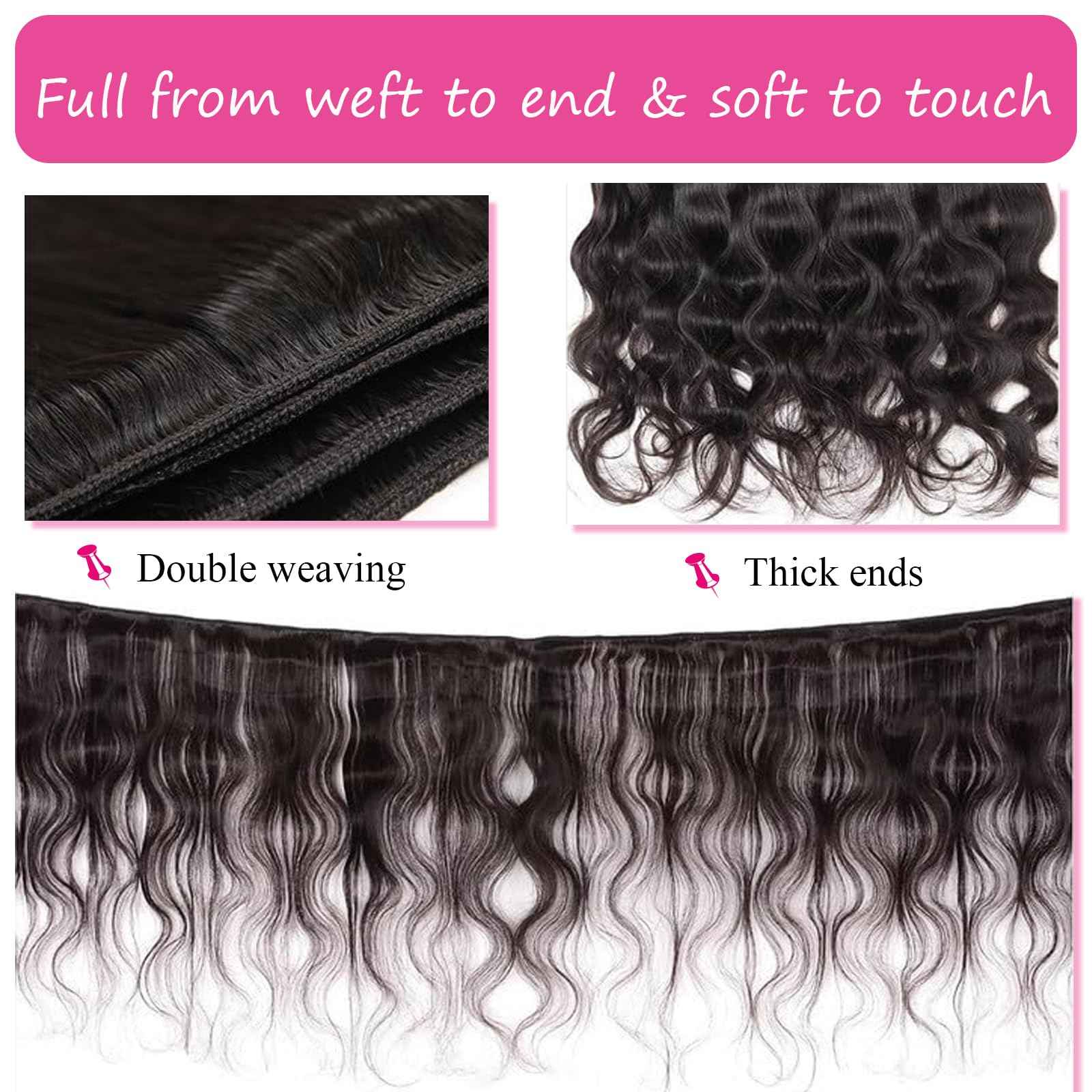 22 24 26 Inch Body Wave Bundles Human Hair 12a Human Hair Bundles 100% Unprocessed Brazilian Virgin Hairfor Black Women Natural Color