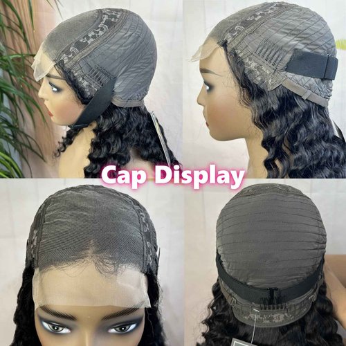 Jasperel Deep Wave Lace Front Wigs Human Hair for Women 4X4 Hd Lace Closure Brazilian Virgin Wig Wet and Wavy Wear and Go Glueless Wigs Pre Plucked Bleached Knots Natural Black 28 Inch