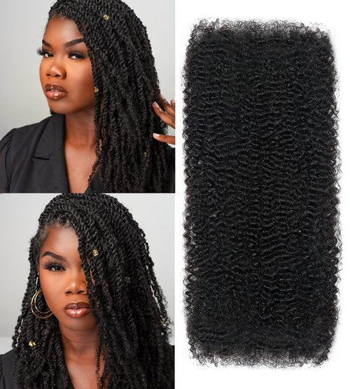 Dong H hair Afro Kinkys Bulk Human Hair 22 Inch for Braiding Afro Kinky-Curly Human Hair Bulk For Mini Twist, Repair Locs Hair Bulk Human Braiding Hair for Micro Dreadlocs Extensions(1B,35g/pack)