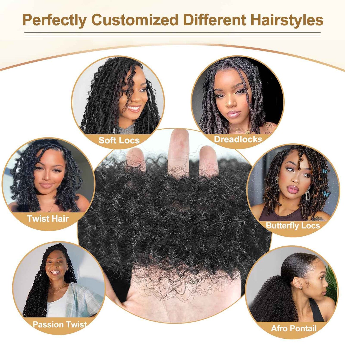Human Hair for Twist 20 Inch Afro Kinkys Bulk Human Hair 2 Bundles for Dreadlock Extensions Repair Locs Afro Kinky-Curly Bulk for Mini Twist 100% Real HumanHair for Braiding (1B,40g/pack)