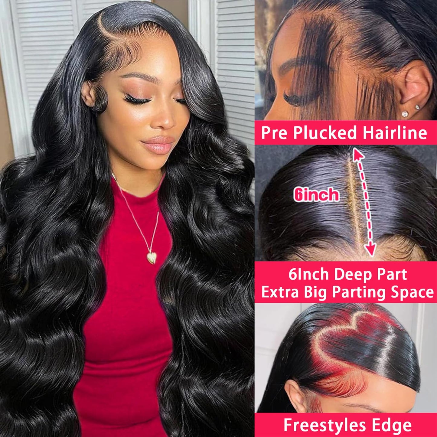PUNUBO 30 Inch 13x6 Lace Front Wigs Human Hair 230% Density Body Wave Lace Front Wigs Human Hair Pre Plucked Glueless Wigs Human Hair13x6 HD Lace Frontal Wigs for Women