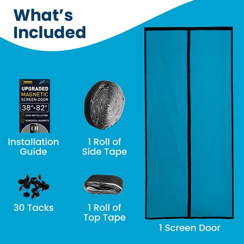Flux Phenom Magnetic Screen Door - Bugs Out, Breeze in - 9min Install Auto-Sealing Heavy Duty Double Stitched Mesh, 52 Magnets, Hands Free Sliding & Patio Door Net, Pet & Kid Friendly, 38 x 82 Inches