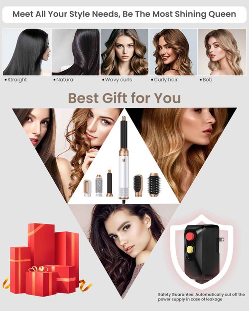 Ukliss 6 in 1 Hair Dryer Brush & Air Styler – Ionic Blow Dryer with AutoWrap Straightener & Volumizing Brush for Fine/Thick Hair Fast Drying Frizz-Free Salon & Travel Use (ALCI Plug)