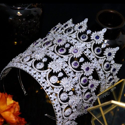 Aoligrace Luxury 5A Level Cubic Zirconia Bridal Tiaras for Wedding Quinceanera CZ Crowns Pageant Headpiece Hair Accessories