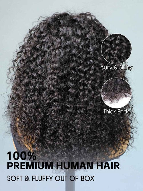 Ashart Kinky Curly Half Wig Human Hair 3-in-1 Flip Over, Headband & Drawstring Half Wigs for Black Women, 18 Inch, Seamless Glueless Wear & Go, Beginner Friendly, 180% Density Natural Curly Volume
