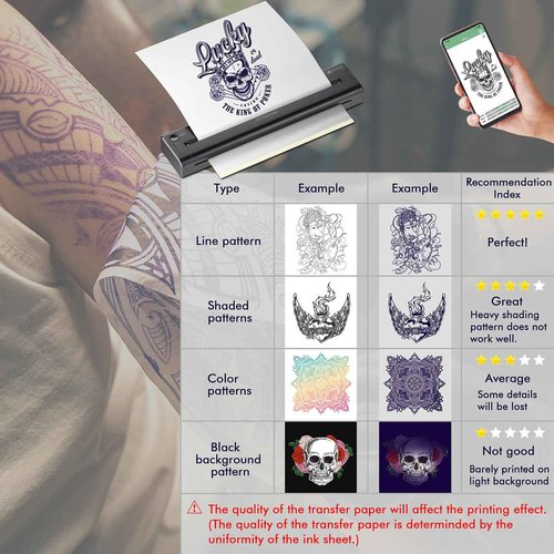 TATELF Tattoo Stencil Printer for tattooing with 15pcs Transfer Paper Portable Tattoo Transfer Stencil Thermal Machine Wireless