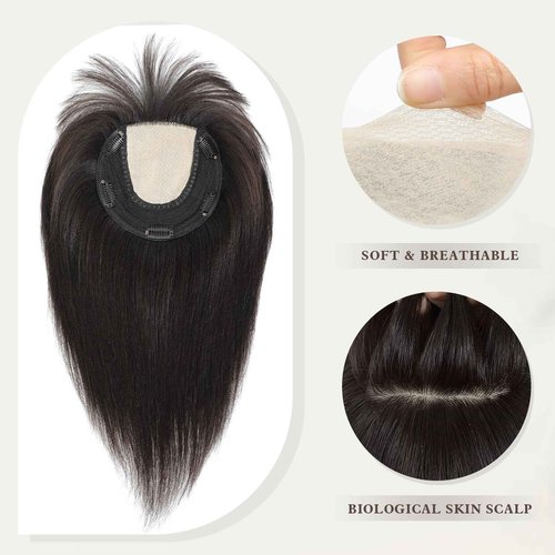 Aimeolyn Hair Toppers for Women Real Human Hair 12inch Hairs Toppers for women With Bangs Skin Scalp Big Base Cover Thinning Loss Top Hairs Wiglets