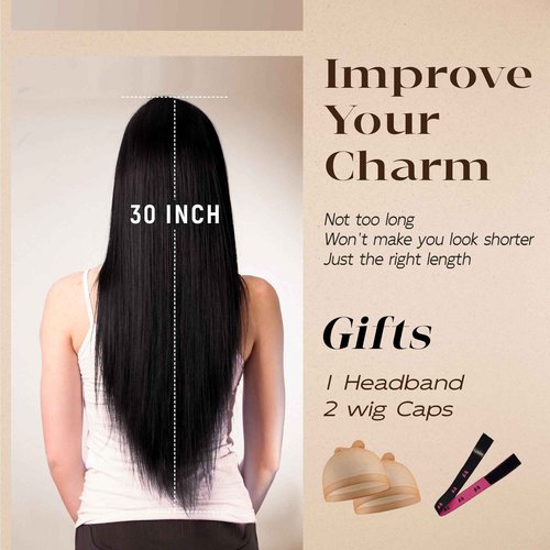 Chocolate Brown Lace Front Wig 30 Inch Glueless Lace Front Wigs Pre-Plucked Straight Hair HD Synthetic Wig (Chocolate Brown, 30 Inch)