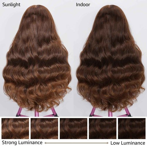 DOLLY PRETTY Chocolate Brown Lace Front Wig 13x6 Body Wave 200 Density Hd Lace Front Wigs Human Hair Pre Plucked 4# Colored Wigs 30 Inch