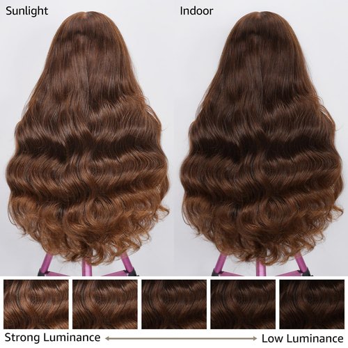 DOLLY PRETTY Chocolate Brown Lace Front Wig 13x6 Body Wave Lace Front Wigs Human Hair 200 Density Pre Plucked 4# Colored Wigs 20 Inch