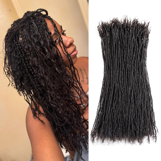 Originea Micro Locs Extesnions Human Hair 0.2cm Thickness Sisterlocks Curly Tips, Full Handmade Interlocking Permanent Soft Dreadlock Extensions Natural Looking Locs (1B# 0.2cm, 12 Inch 70 Strands)