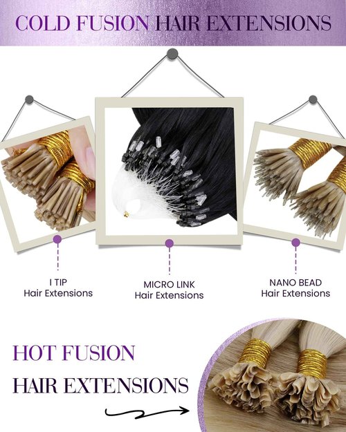 LaaVoo Micro Loop Hair Extensions Real Human Hair Bleach Blonde Micro Link Hair Extensions Human Hair Long Straight Blonde Micro Beads Hair Extensions Human Hair 50g/50s 24 Inch