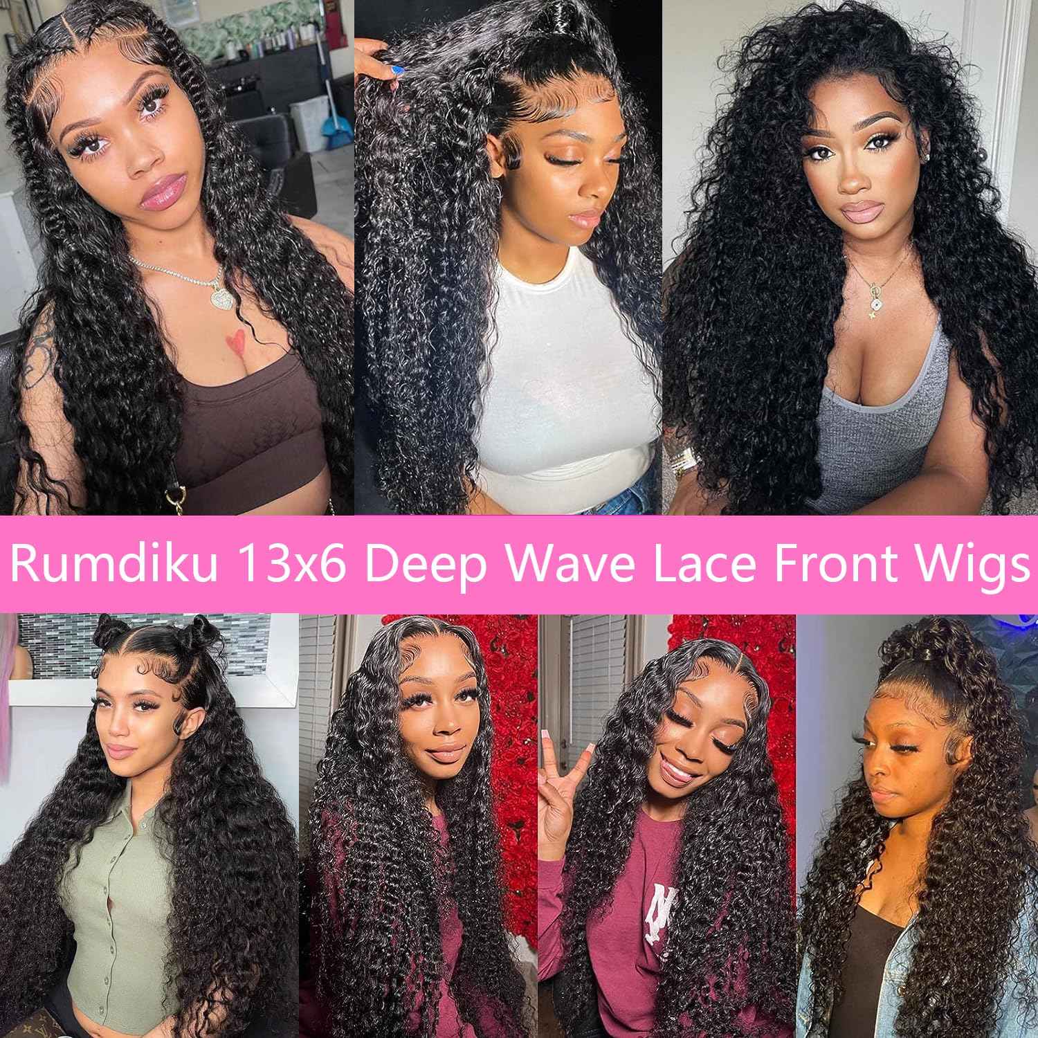 22 Inch Deep Wave Lace Front Wigs Human Hair Pre Plucked 13x6 HD Lace Front Curly Wigs Human Hair 200% Density Glueless Frontal Wigs Human Hair with Baby Hair Curly Wigs for Women Natural Black