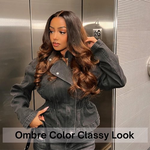 ANMETAN T1B/2/30 Chestnut Brown 3 Tone Ombre Color Human Hair 3 Bundles Thick Bundle Wavy Keep Soft after Washes 10/12/14 Inch