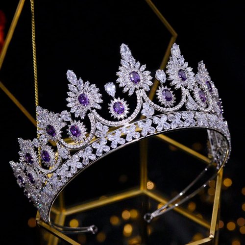 Aoligrace Luxury 5A Level Cubic Zirconia Bridal Tiaras for Wedding Quinceanera CZ Crowns Pageant Headpiece Hair Accessories