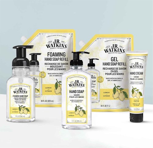 J.R. Watkins Foaming Hand Soap Refills, , Alcohol-Free Hand Wash, Cruelty-Free, , Moisturizing Hand Soap Refill for Bathroom or Kitchen, Lemon 28 fl oz Foam Soap Refill, 6 Pack