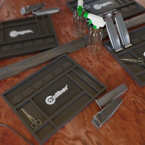 Caliber Pro Magnetic Mat - 6 Magnetic Spaces for Clippers - Non-Slip Heat Resistant Surface - Keeps Barber and Beauty Tools Organized