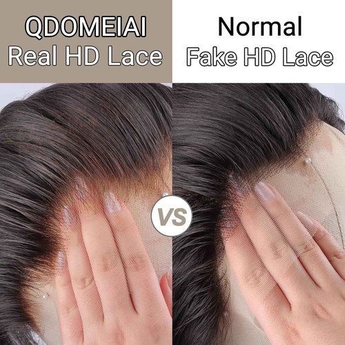 QDOMEIAI 14 Inch HD Lace Closure 4x4 Body Wave Human Hair, Swiss Invisible Lace with Pre Plucked Hairline, Baby Hair and Single Knot