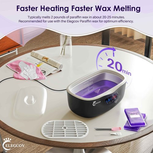Paraffin Wax Machine for Hand and Feet - ELEGCOV Paraffin Wax Warmer with 8 Packs Lavender Bath Wax Refills Kit，Hand and Foot Moisturizing Care Kit, 4000ml Fast Meltdown Parafin Hot Wax Machine