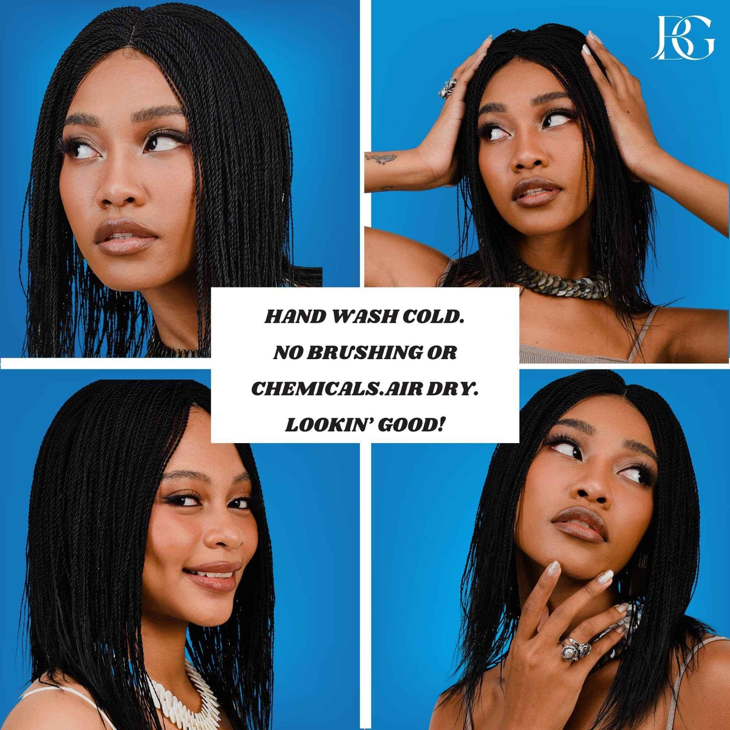 JBG SERVICES Twisted Wigs, 12-Inch Micro Million Twist Braided Wig - Light, Soft Braid Wigs for Black Women with Glueless 4X4 Lace Closure - No Tangle Synthetic Braids - Black 1
