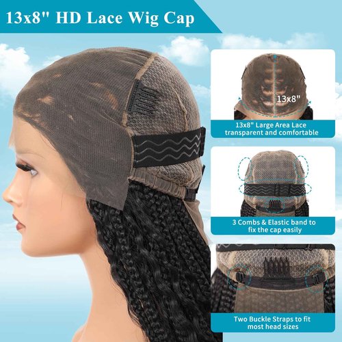 Esnccur 13x8 HD Lace Braided Wigs for Black Women Knotless Box Braid Wig Premium Synthetic Braided Lace Front Wigs with Baby Hair 18 Inch