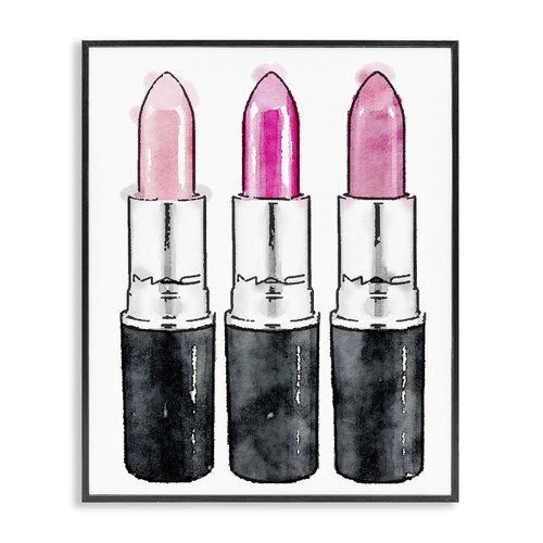 Stupell Industries Three Pink Lipsticks Black Framed Wall Art, 24 x 30, Design by Artist Amanda Greenwood
