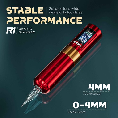 Neebol Cordless/Wired Tattoo Gun Kit with Extra Battery Complete Powerful Tattoo Pen Machine Set, 20 Tattoo Cartridge Needles, Black Tattoo Ink, Tattoo Supplies Equipment For Beginners and Pros