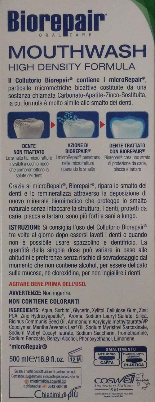 Biorepair: " Collutorio " Mouthwash 500ml/16.9 fl.oz - Pack of 4
